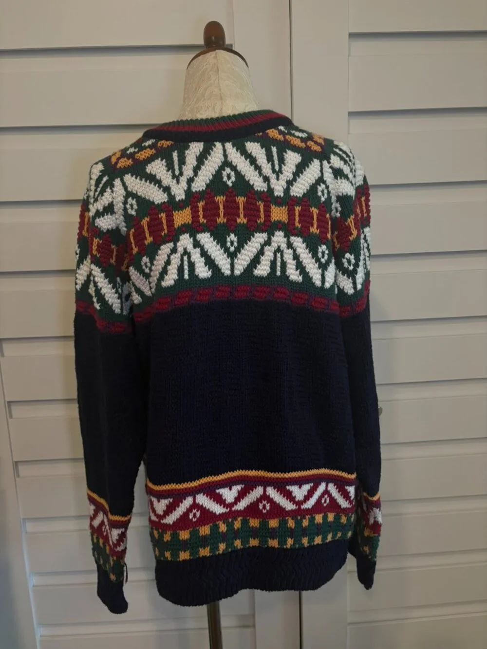 Vintage Ralph Lauren Chaps 90s Fair Isle Cotton Academia Apres Ski Sweater L